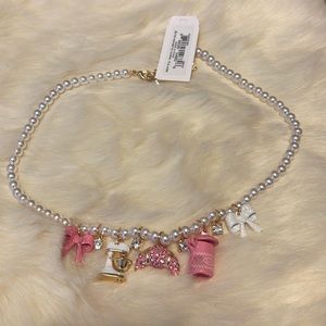 NWT BABYCAKES Betsey Johnson Pearl with charms necklace Mixer bow